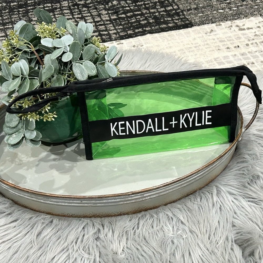 NEW Kendall + Kylie Green Makeup Bag With Black Logo